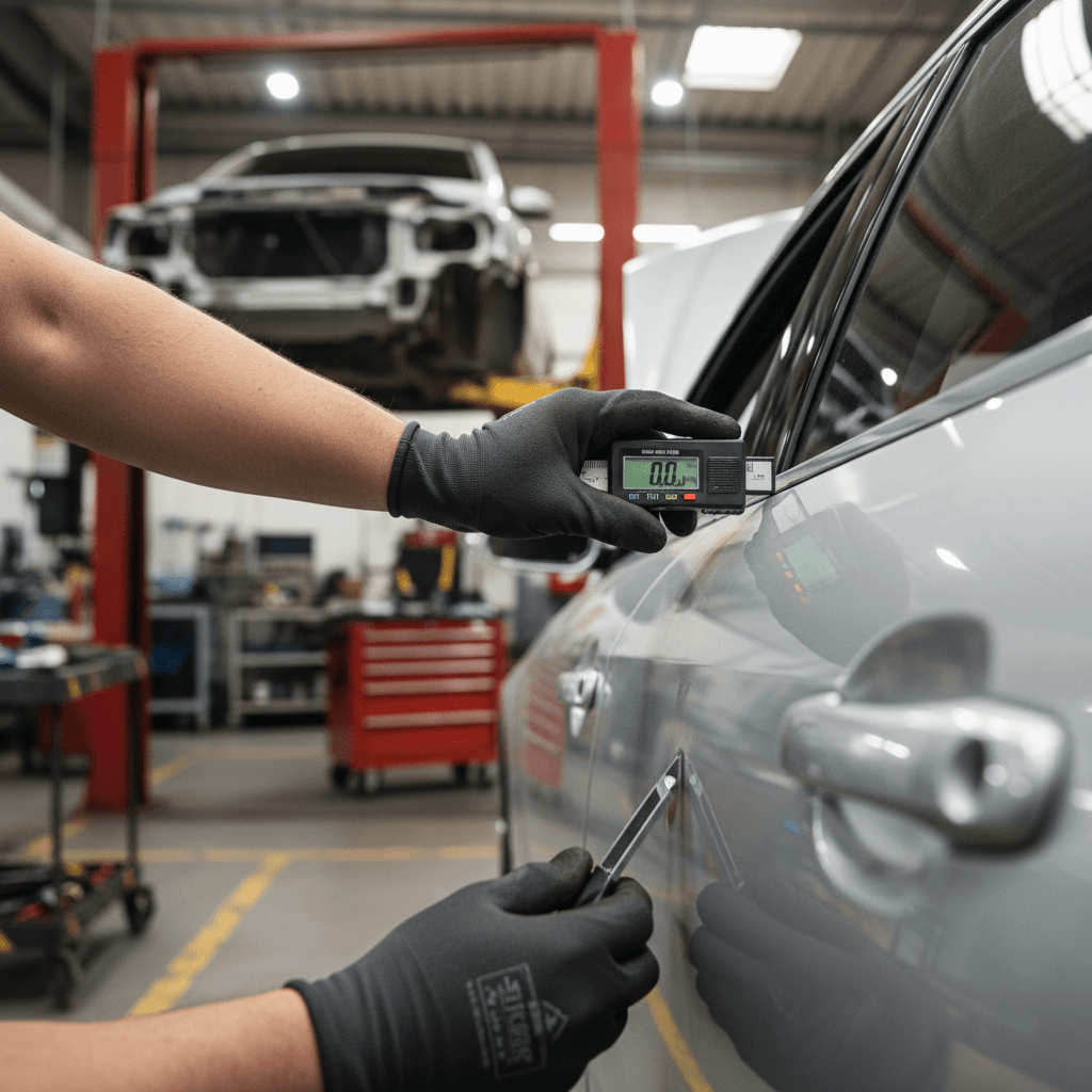 Before and after car dent repair side by side comparison professional quality